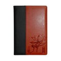 Brown Leather Look Folio Pad Holder w/ Wide Black Spine